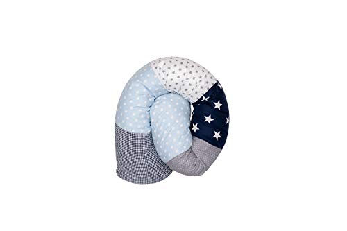 Cojín protector para cuna de ULLENBOOM ®, cojín chichonera en forma de serpiente azul claro azul gris (ideal para proteger al bebé de los barrotes de la cuna o como cojín de apoyo) Cojín protector para cuna de ULLENBOOM ®, cojín chichonera en forma de serpiente azul claro azul gris (ideal para proteger al bebé de los barrotes de la cuna o como cojín de apoyo)
