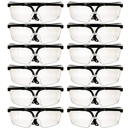 Com Pack 10 gafas protectoras seguridad laboral lentes transparentes protección UV antivaho-antiarañazos-antipolvo patilla ajustable uso industrial laboratorio agricultura deporte entretenimiento