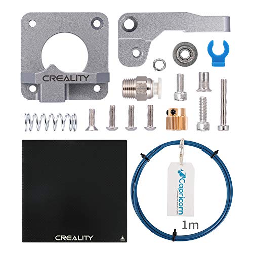 Creality Upgraded Parts Heated Bed Borosilicate Glass Plate 235x 235 x 3mm with All Metal Extruder Feeder Drive, 1M Capricorn PTFE Bowden Tubing for Ender 3 / Ender 3 Pro/Ender 5