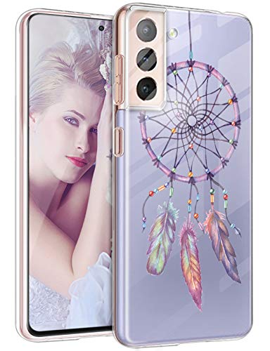Croazhi - Carcasa compatible con Samsung Galaxy S21 Plus, silicona transparente, original, diseño de flores, funda fina, protección suave y antigolpes para teléfono Samsung Galaxy S21 Plus y 5G