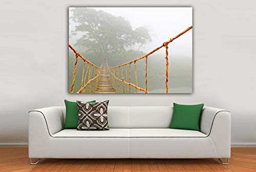 Cuadro Lienzo Viaje por la Jungla – Puente Colgante - Lienzo de Tela Bastidor de Madera de 3 cm - Fabricado en España - Impresión en Alta resolución – 70x100
