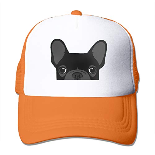 Cute Black French Bulldog Trucker Hats Classic Cotton Adjustable Baseball Plain Cap Custom Hip Hop Dad Trucker Snapback Hat Orange One Size
