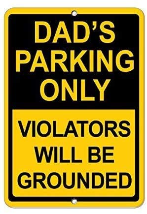 Dad S Parking Only Violators Will Be Grounded Parking 20 x 30 cm Vintage Look Metal Decoración Artesanía Letrero para Hogar Cocina Baño Granja Jardín Garaje Citas Inspiracionales Decoración de pared