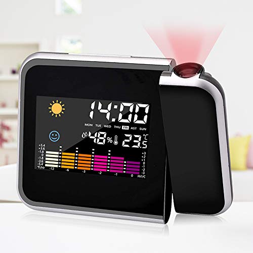 DASIAUTOEM - Reloj despertador digital con gran pantalla LCD, despertador electrónico con función Snooze termómetro interior para dormitorio (negro)