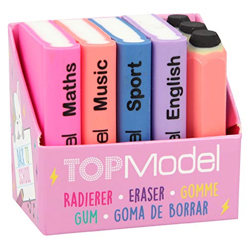 Depesche- TopModel - Gomas de borrar con Forma de Libro y bolígrafo, diseño de Perro, Color carbón (3942)