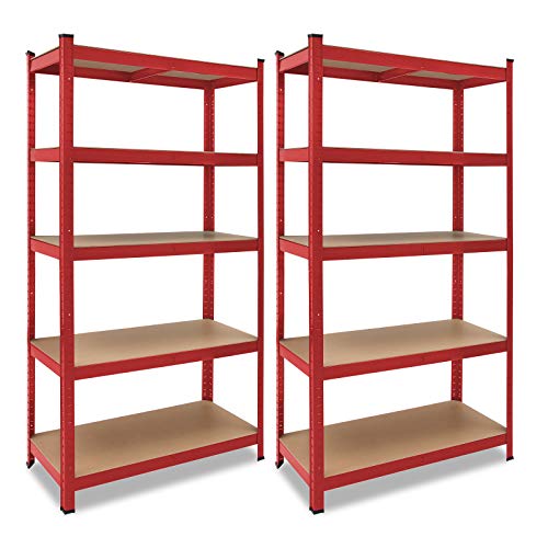 Deuba 2x Estanterías de metal Rojo 5 niveles Almacenamiento - Bricolaje 180x90x40 cm Carga máxima de 875kg taller garaje Deuba 2x Estanterías de metal Rojo 5 niveles Almacenamiento - Bricolaje 180x90x40 cm Carga máxima de 875kg taller garaje