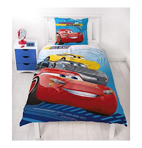 Disney Pixar Cars 3 Race Ready Motif voiture enfants/Biber Parure de lit réversible Motif – 2 pièces en flanelle Taie d'oreiller 80 x 80 + housse de couette 135 x 200 cm – 100% coton
