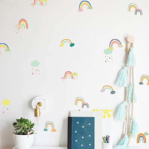 DIY Cartoon Rainbow Decor pegatinas de pared estilo nórdico multicolor habitación infantil dormitorio jardín de infantes diseño de fondo decoración del hogar pegatinas A5