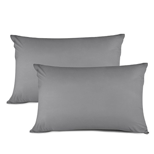 Duractron Funda de Almohada suave Microfira fibra fina Queen (50 x 75 cm, 2 unidades, Gris)