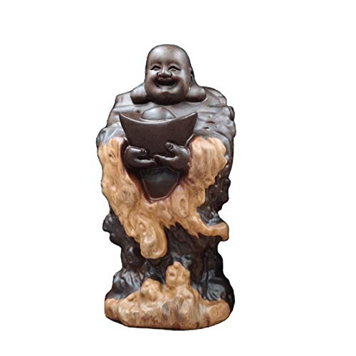 Ebony Buda Estatua Bendición de la Riqueza de Seguridad, Piel Blanca Natural Maitreya Buddha Prestante de la Riqueza de la Sabiduría - Decoración del Hogar para Feng-Shui ( Color : Ingots Buddha )
