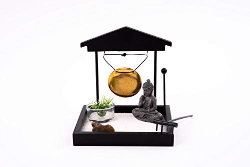 Emako - Juego de relajación, diseño zen con figura de Buda y portavelas de té, color negro Emako - Juego de relajación, diseño zen con figura de Buda y portavelas de té, color negro