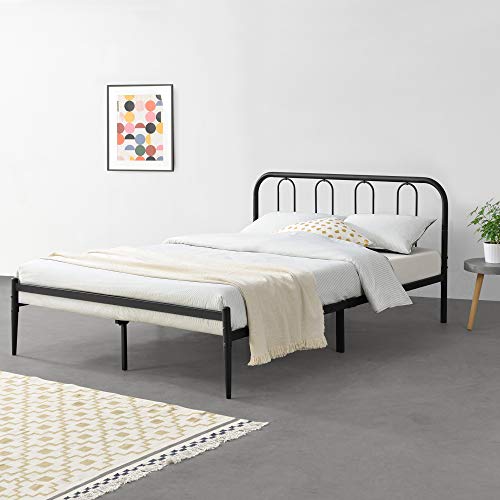 [en.casa] Cama de Metal con Somier 200 x 140 cm Cama Doble Cama Matrimonio Negro Mate