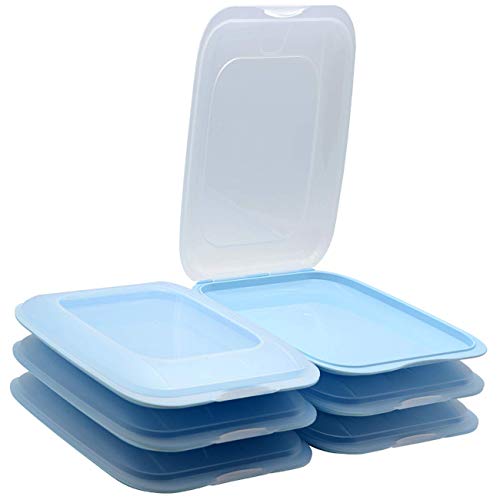 ENGELLAND - Cajas apilables de alta calidad para embutidos, contenedores para embutidos. Perfecto orden en el frigorífico. 6 unidades de color azul claro. Dimensiones: 25 x 17 x 3,3 cm.