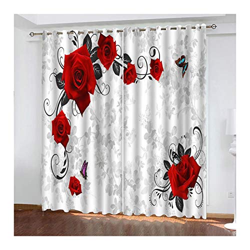 Epinki Poliester Cortina Flor Rosa Rojo Cortinas de Habitacion de Matrimonio,Disponible en 21 Tamaños, Tamaño 214x214CM Epinki Poliester Cortina Flor Rosa Rojo Cortinas de Habitacion de Matrimonio,Disponible en 21 Tamaños, Tamaño 214x214CM