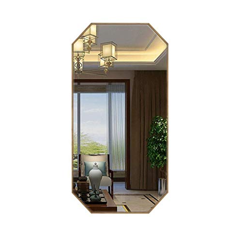 Espejo de baño espejo de pared espejo de oro espejo maquillaje para entradas Lavandería Sala de estar y dormitorio Decorativo afeitado Grand Vanity Vestidor Decoración de la pared (Tamaño: 50x80cm)