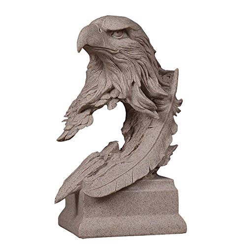 Estatua Grande de Cabeza de águila/halcón, Figura de Piedra Arenisca de Resina, Escultura Decorativa de Feng Shui, jardín para Oficina y hogar