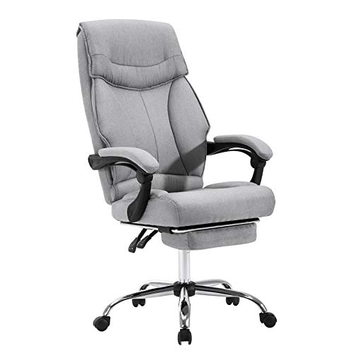 EUGAD Silla Escritorio Tela Silla Gamer Silla de Oficina Silla Gaming de Ergonómica Taburete de Escritorio Gaming Silla Gris Claro