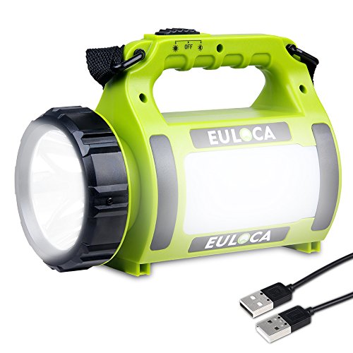 EULOCA Linterna LED Regarcable con 3 Modos,Impermeable Lámpara Camping LED Portátil, CREE LED USB Recargable 2600mAh, Farol LED Adecuada para Actividades Exteriores