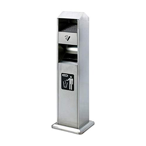 Exterior Ceniceros de Pie Piso exterior Cenicero de Pie 2 en 1 piso de acero inoxidable cenicero de pie con el interior del cubo desmontable Plaza ceniceros for los cigarrillos Ash Bins H47inchs Cenic