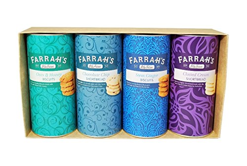 Farrah's of Harrogate Avena y Miel, Pan Corto de Chocolate Chip, Jengibre Tallo, Pan Corto Crema Coagulada Cuatro Tambores
