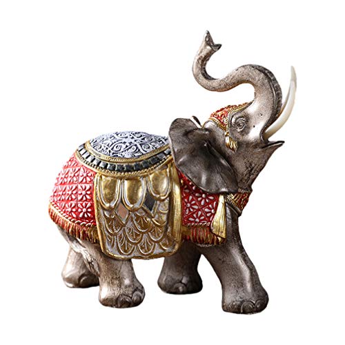 FAVOMOTO Escultura de Elefante de La Fortuna Escultura Feng Shui Figura de Grano de Madera Elefante Tailandés con Tronco de Escritorio de Regalo Coleccionable para La Decoración de La FAVOMOTO Escultura de Elefante de La Fortuna Escultura Feng Shui Figura de Grano de Madera Elefante Tailandés con Tronco de Escritorio de Regalo Coleccionable para La Decoración de La