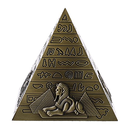 Fenteer Pirámide Egipcia Estatua Adorno Muebles para El Hogar Dormitorio Estantería Decoración - Bronce, 10 x 10cm