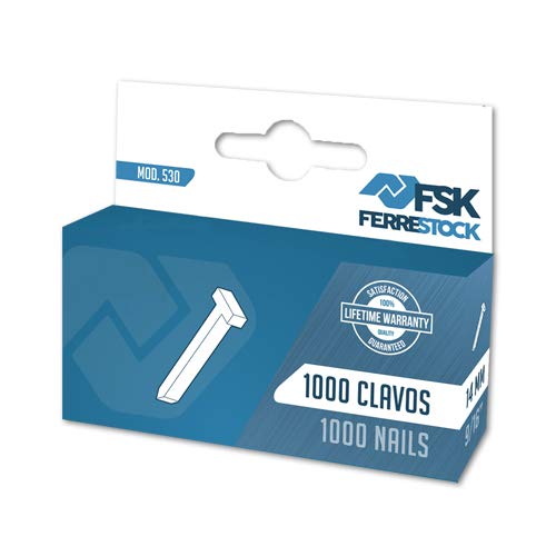 Ferrestock CL-10 clavos tipo 530 cuadradas de 10mm x1000 unidades en forma de T compatibles con grapadoras clavadoras engrapadoras manuales y eléctricas, fijación en parecedes, tapicería, carpinteria Ferrestock CL-10 clavos tipo 530 cuadradas de 10mm x1000 unidades en forma de T compatibles con grapadoras clavadoras engrapadoras manuales y eléctricas, fijación en parecedes, tapicería, carpinteria