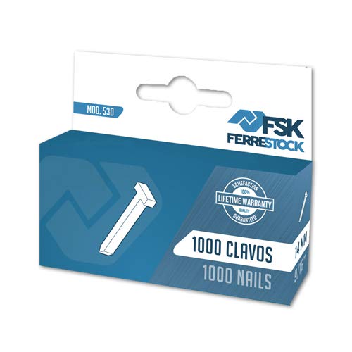 Ferrestock CL-10 clavos tipo 530 cuadradas de 10mm x1000 unidades en forma de T compatibles con grapadoras clavadoras engrapadoras manuales y eléctricas, fijación en parecedes, tapicería, carpinteria