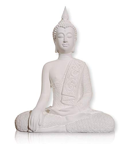 Figura de Buda Sentado de 36 cm. de Alto. Material de escayola, Ideal para Pintar en Manualidades.