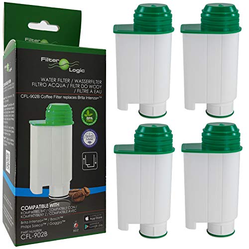 FilterLogic CFL-902B | Paquete de 4 - Filtro de agua compatible con Saeco Gaggia Philips CA6702/10 CA6702/00 CA6702 RI9113/60 Brita Intenza+ Cartucho filtrante para Máquina Cafetera de café y espresso