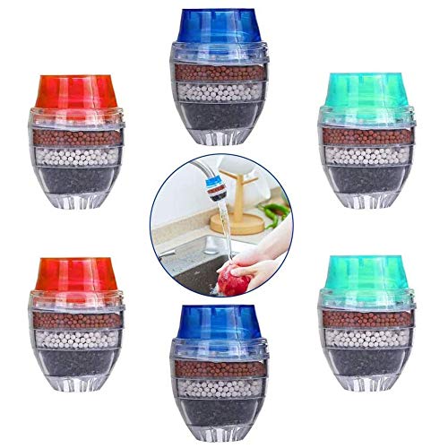 Filtro de agua para grifo,BETOY 6 piezas Grifo de agua de carbón activado – Purificador de agua limpiador cartucho de filtro para el hogar cocina (rojo, azul, verde) Filtro de agua para grifo,BETOY 6 piezas Grifo de agua de carbón activado – Purificador de agua limpiador cartucho de filtro para el hogar cocina (rojo, azul, verde)