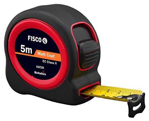 FISCO AW5M/D Flexómetro Clase II con caja de ABS recubierta de goma (5 m x 25 mm), negro