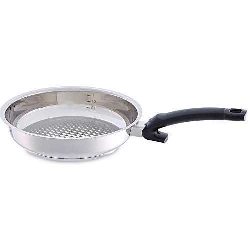 Fissler crispy steelux comfort / Sartén de acero inoxidable (Ø 26 cm) Sartén sin revestimiento, fritura baja en grasa - todos los tipos de estufas también de inducción