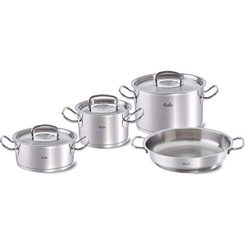 Fissler original-profi collection / Juego de ollas de acero inoxidables, compuesto por 4 piezas, con sartén de servicio, apta para cocinas de inducción, gas, vitrocerámica y eléctricas Fissler original-profi collection / Juego de ollas de acero inoxidables, compuesto por 4 piezas, con sartén de servicio, apta para cocinas de inducción, gas, vitrocerámica y eléctricas