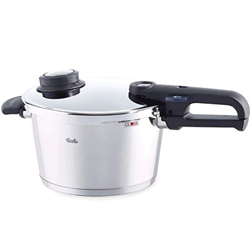 Fissler vitavit Premium - Olla a presión de inducción (6 L, diámetro de 22 cm), olla de vapor de acero inoxidable, 2 niveles de cocción, apilable, todos los tipos de cocina), color plateado