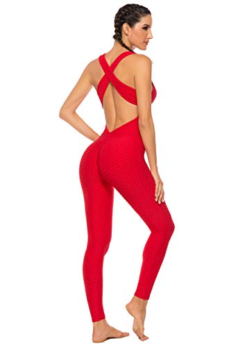 FITTOO Mallas Pantalones Deportivos Leggings Mujer Yoga de Alta Cintura Elásticos y Transpirables para Yoga Running Fitness con Gran Elásticos1370 Rojo S