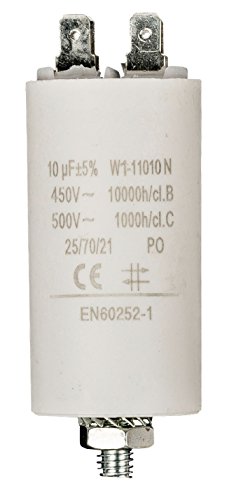 Fixapart - Condensador para motor eléctrico (capacidad 10 µF +/-5%, tensión 450 V, terminales, norma EN60252-1).