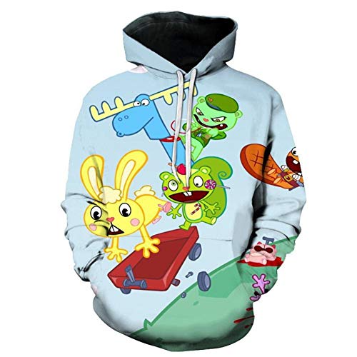 Fleyel Unisex Sudaderas con Capucha Suéter Joven Pullover Happy Tree Friends Edición Conmemorativa