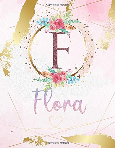 Flora: Personalized Sketchbook with Letter F Monogram & Initial/ First Names for Girls and Kids. Magical Art & Drawing Sketch Book/ Workbook Gifts for ... Gold Watercolor Cover. (Flora Sketchbook)