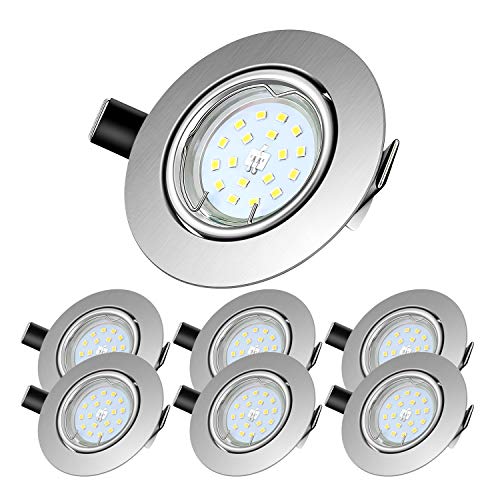 Foco Empotrable | Led Gu10 Luz de Techo 5W equivalente a incandescente 60W | Blanco Natural 4500K 600Lm | Ojos de Buey Marco Redondo AC220V-240V | bombilla LED para salón o dormitorio etc 6 piezas Foco Empotrable | Led Gu10 Luz de Techo 5W equivalente a incandescente 60W | Blanco Natural 4500K 600Lm | Ojos de Buey Marco Redondo AC220V-240V | bombilla LED para salón o dormitorio etc 6 piezas