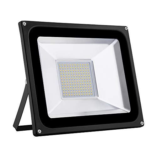 Foco Proyector LED de Luz Amarilla para Exteriores, IP65 de lo Impermeable, aluminio extruido de aviación(cuerpo) + vidrio(máscara), 12 Pcs SMD5730 LED Bombillas, 800lm (100W-1)