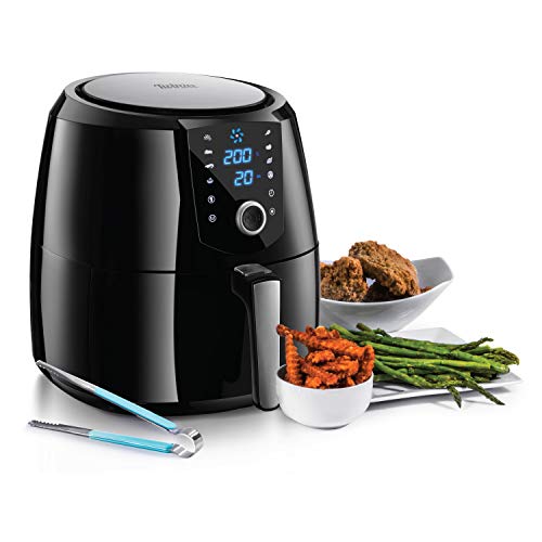 Freidora XXL 5.2L sin Aceite Eléctrica - 1800W - Freidora de Aire Caliente Air Fryer Multifunciones 8 en 1 - Gran Capacidad - Cesto Extraible, Panel Digital, Temporizador - Freidoras sin Aceites