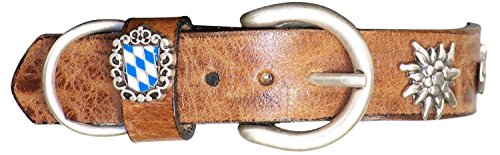Fronhofer Collar de perro bávaro, collar de perro Edelweiss, escudo bávaro, color: coñac, tamaño: cuello XS 11.8-14.6 (30-37 cm)