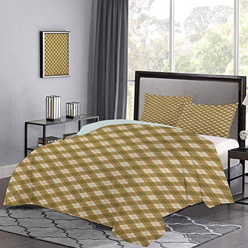 Funda nórdica de cama de tres piezas Patrón de cuadros diagonales en marrones con un detalle de rayas Estilo retro El juego de edredón moderno y liviano le da un sentido feliz y acogedor a la habitaci Funda nórdica de cama de tres piezas Patrón de cuadros diagonales en marrones con un detalle de rayas Estilo retro El juego de edredón moderno y liviano le da un sentido feliz y acogedor a la habitaci