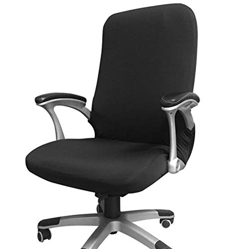 Funda para silla de oficina, repuesto universal para silla giratoria con reposabrazos, extraíble, ajustable, tela, negro, Large