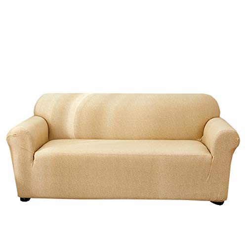 Funda para sofá de dos plazas Funda de sofá de 1 pieza 2 Asientos para reposabrazos Sofá de esquina con asientos dobles Protector de sofá elástico Fundas para muebles 2 Plazas (120-190 cm) (beige)