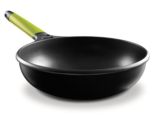 Fundix by Castey Nonstick Cast Aluminium Induction Wok with Removable Kiwi Handle by Castey
