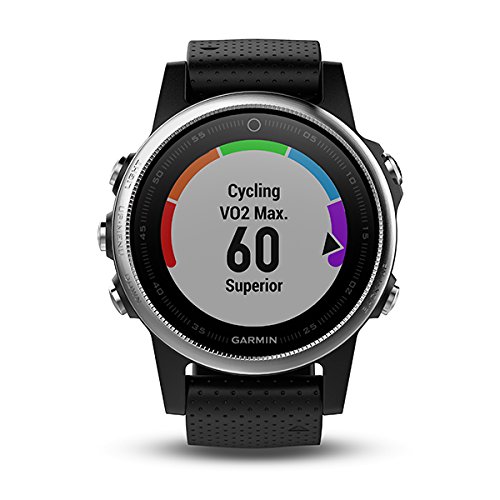 Garmin Fenix 5S Multisport GPS Watch with Outdoor Navigation and Wrist-Based Heart Rate, Silver with Black Band (Reacondicionado)