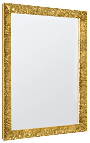 GaviaStore Espejo de Pared Moderno - Julie - 90x70 cm - Grande XXL hogar Arte decoración Sala de Estar Salon Modern Dormitorio baño Entrada Wall (Gold)