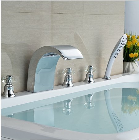 GOWE moderno cuarto de baño grifo de la bañera caño de cascada generalizada grifo mezclador Bimando para fregadero cristal